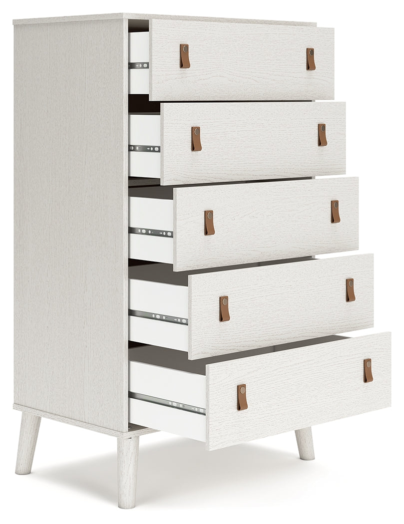 Aprilyn Full Bookcase Headboard with Dresser, Chest and 2 Nightstands in White