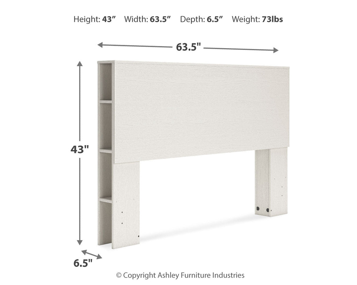 Aprilyn Queen Bookcase Headboard with Dresser and 2 Nightstands in White