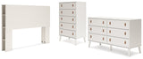 Aprilyn Queen Bookcase Headboard with Dresser and Chest in White