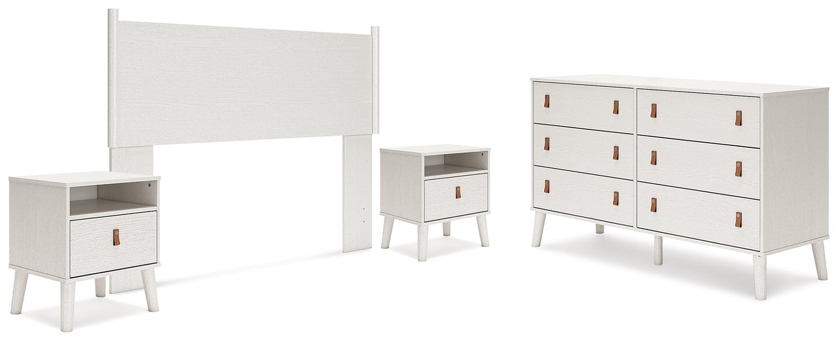 Aprilyn Queen Panel Headboard with Dresser and 2 Nightstands in White