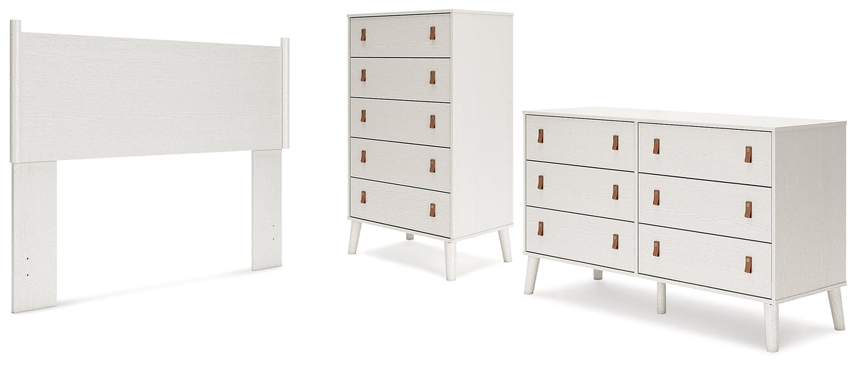 Aprilyn Queen Panel Headboard with Dresser and Chest in White