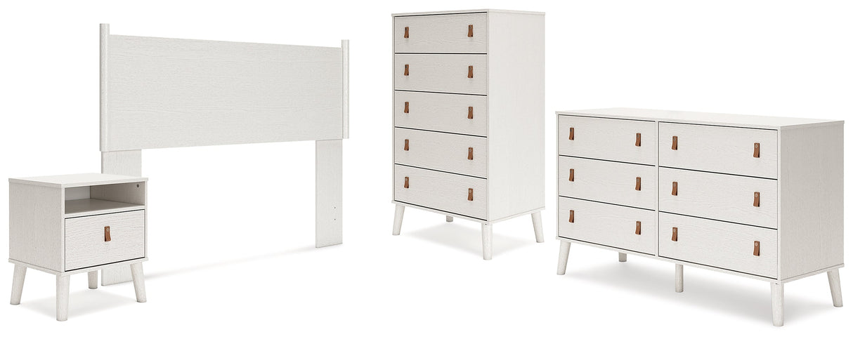 Aprilyn Queen Panel Headboard with Dresser, Chest and Nightstand in White