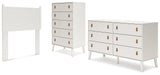 Aprilyn Twin Panel Headboard with Dresser and Chest in White