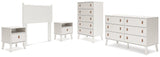 Aprilyn Twin Panel Headboard with Dresser, Chest and 2 Nightstands in White