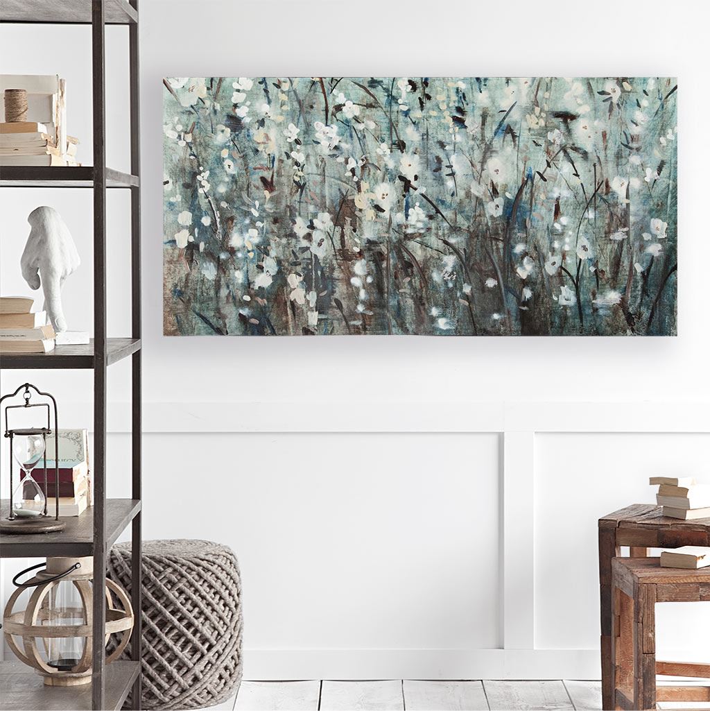 White Blooms with Navy II (MC) by Mercana Studio a Hand Embellished Textured Canvas by Mercana at Eve Furniture