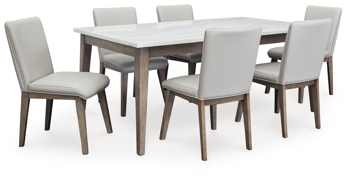 Loyaska White/Brown Dining Table and 6 Chairs