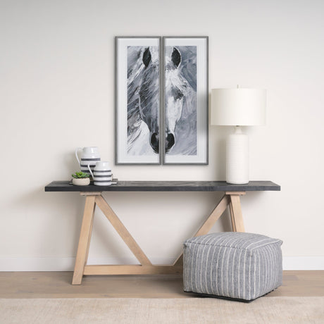 White Horse Portrait by Mercana Studio Hand Embellished Textured Framed Art Print Matted under Glass by Mercana at Eve Furniture