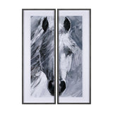 White Horse Portrait by Mercana Studio Hand Embellished Textured Framed Art Print Matted under Glass by Mercana at Eve Furniture