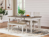 Skempton Two-tone Dining Table, 2 Chairs, and Bench