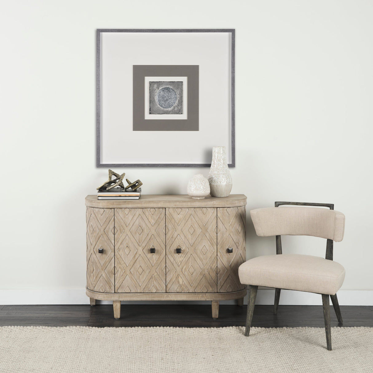 White Moon by Studio M a handmade Original Framed Artwork under Glass by Mercana at Eve Furniture