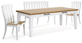 Ashbryn Dining Table and 2 Chairs and Bench in White/Natural