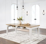 Ashbryn Dining Table and 2 Chairs and Bench in White/Natural