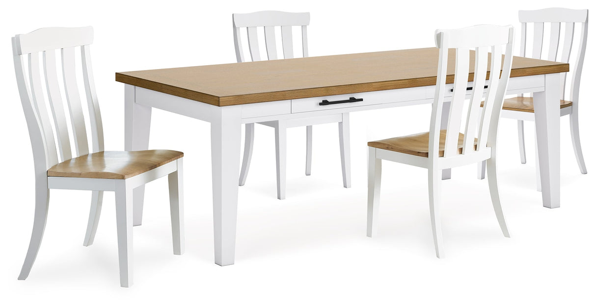 Ashbryn Dining Table and 4 Chairs in White/Natural