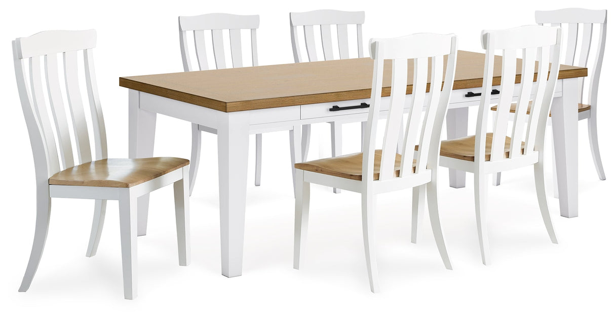 Ashbryn Dining Table and 6 Chairs in White/Natural