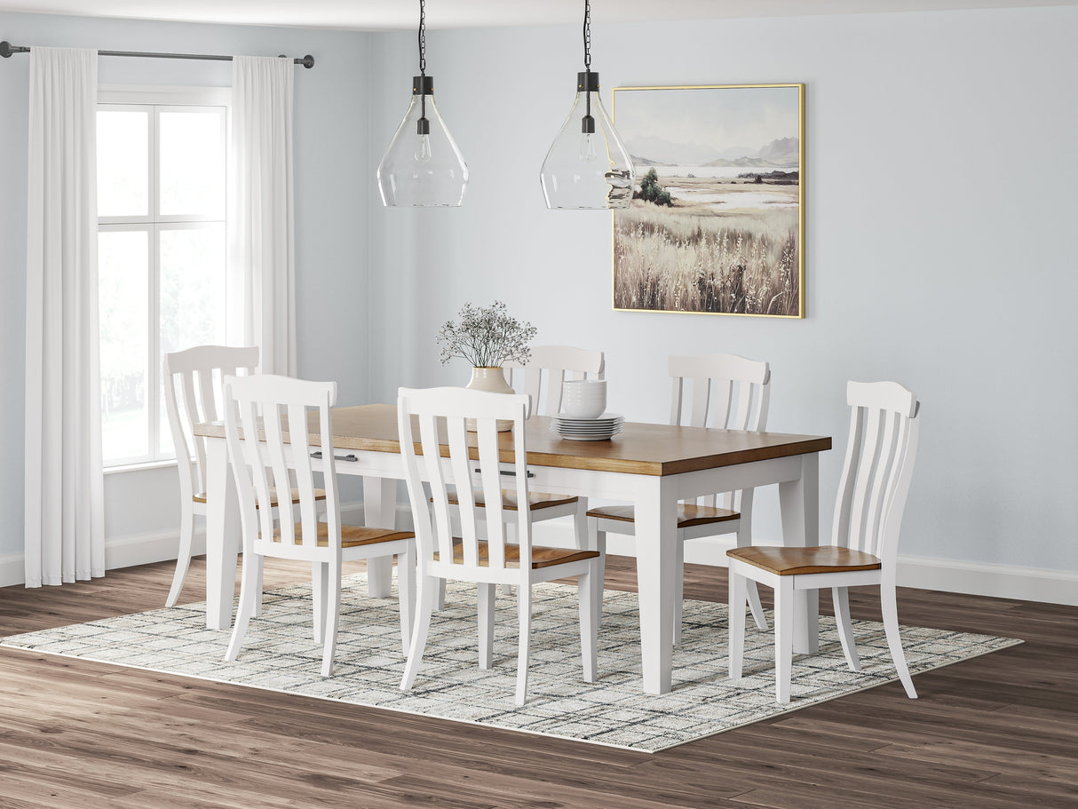 Ashbryn Dining Table and 6 Chairs in White/Natural