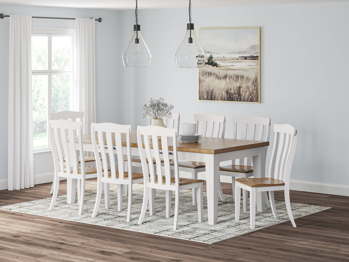 Ashbryn Dining Table and 8 Chairs in White/Natural