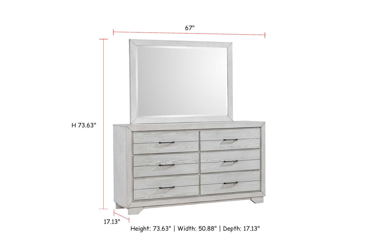 White Sands Chalk Bedroom Mirror (Mirror Only) by Crown Mark at Eve Furniture