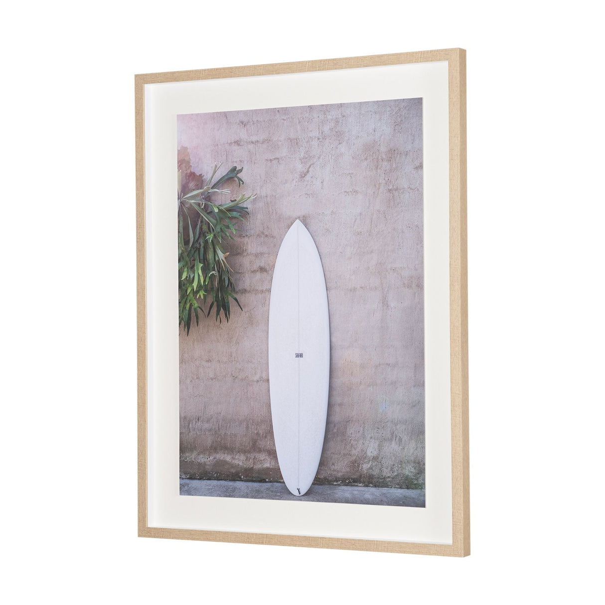 White Surfboard by Shot By Clint Framed Photo Print Matted under Glass by Mercana at Eve Furniture
