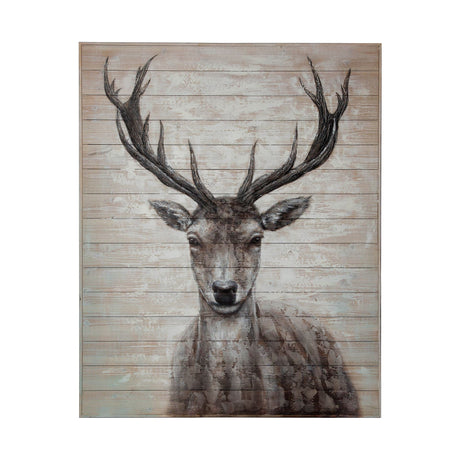 White Tail II Deer Original Hand Painted on Wood Oil Painting by Mercana at Eve Furniture