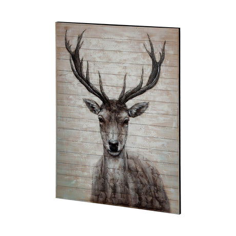 White Tail II Deer Original Hand Painted on Wood Oil Painting by Mercana at Eve Furniture