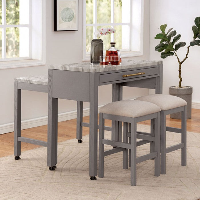 Whitehall White/Light Gray/Beige 3-Piece Counter Height Set by Furniture of America at Eve Furniture