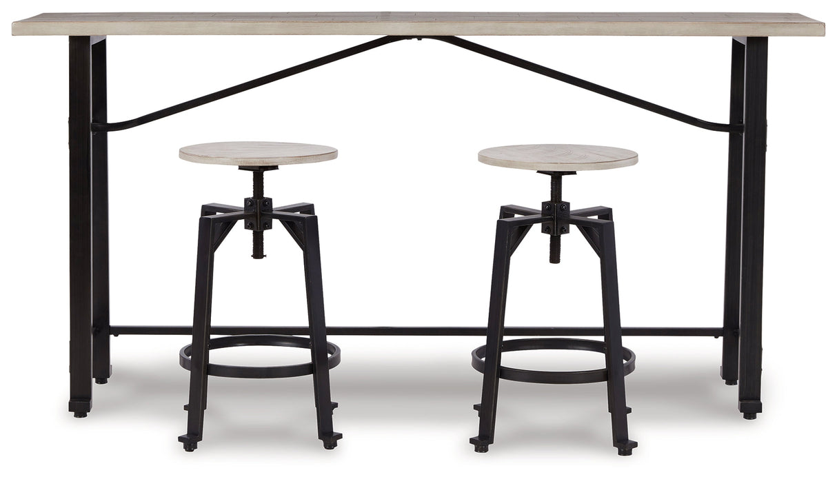 Karisslyn Whitewash/Black Counter Height Dining Table and 2 Barstools