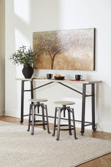 Karisslyn Whitewash/Black Counter Height Dining Table and 2 Barstools