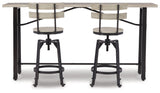 Karisslyn Whitewash/Black Counter Height Dining Table and 2 Barstools