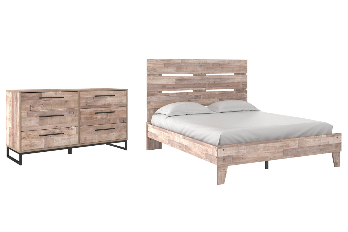 Neilsville Queen Platform Bed with Dresser in Whitewash