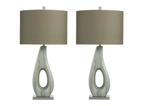 Whitmore Green/Nickel Table Lamp (Set of 2) by Crestview at Eve Furniture