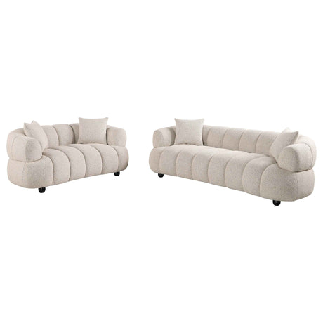 Whitney Pebble 2-Piece Contemporary Channel Tufted Woven Fabric Sofa Set by Coaster at Eve Furniture