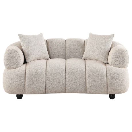 Whitney Pebble Contemporary Channel Tufted Woven Fabric Upholstered Loveseat by Coaster at Eve Furniture
