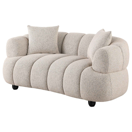 Whitney Pebble Contemporary Channel Tufted Woven Fabric Upholstered Loveseat by Coaster at Eve Furniture