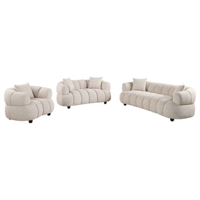 Whitney Pebble Contemporary Channel Tufted Woven Fabric Upholstered Sofa Set by Coaster at Eve Furniture