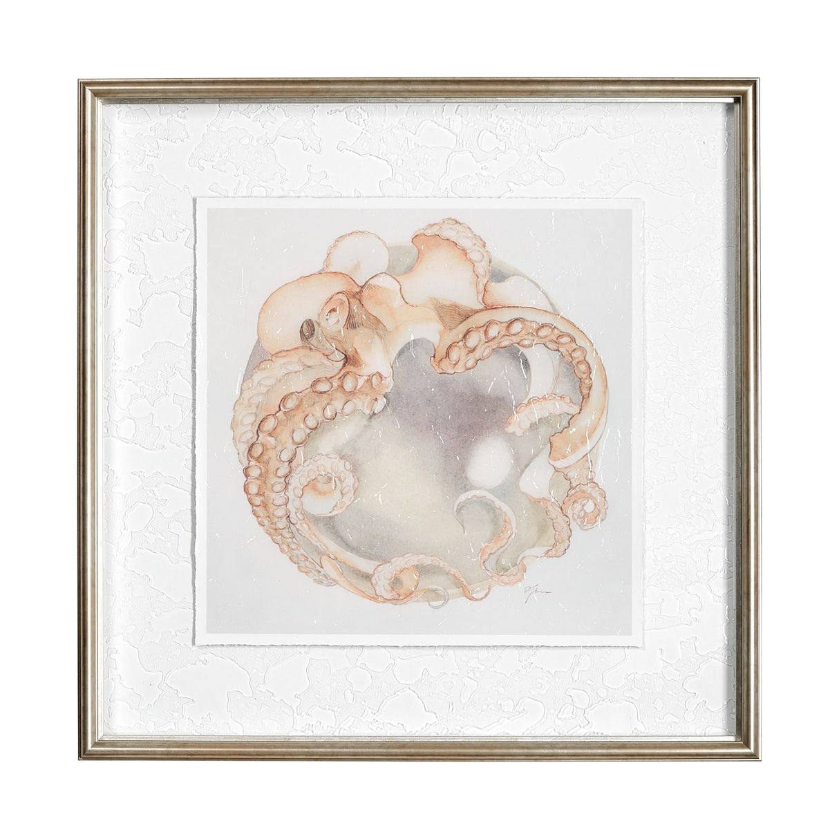 Who Stole My Precious I Peach by Fiona H a Hand Embellished Textured Framed Print Matted under Glass by Mercana at Eve Furniture