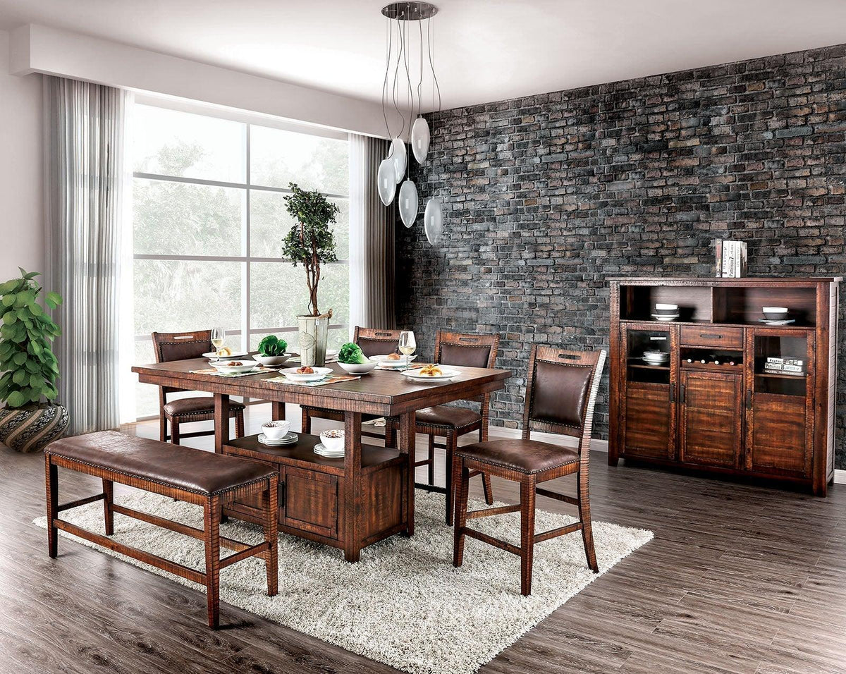 Wichita Distressed Dark Oak Counter Ht. Table by Furniture of America at Eve Furniture