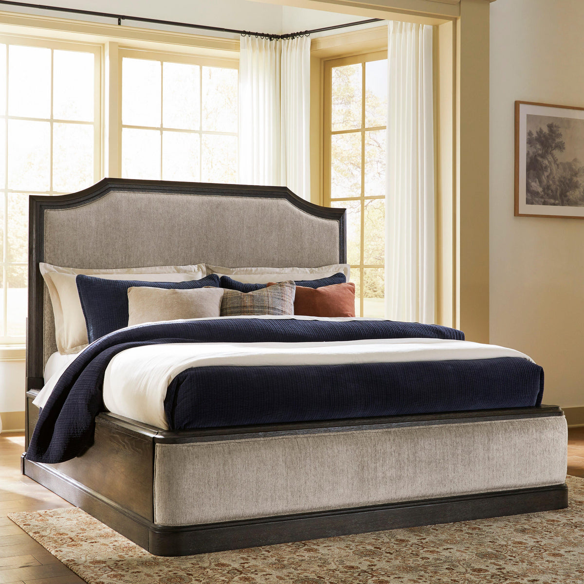 Wickenger Dark Brown California King Upholstered Panel Bed by Ashley at Eve Furniture
