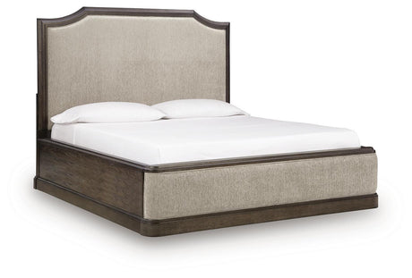 Wickenger Dark Brown King Upholstered Panel Bed by Ashley at Eve Furniture