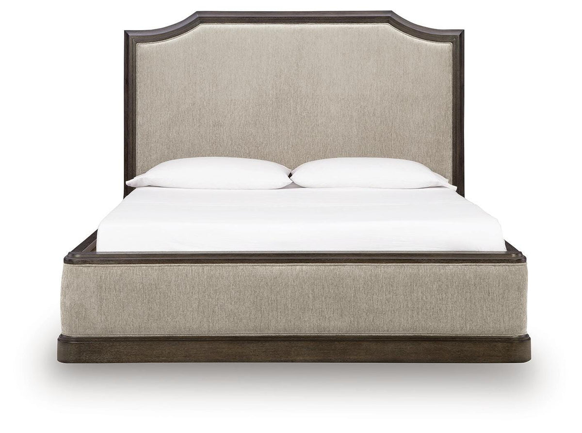 Wickenger Dark Brown King Upholstered Panel Bed by Ashley at Eve Furniture