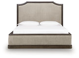Wickenger Dark Brown King Upholstered Panel Bed by Ashley at Eve Furniture