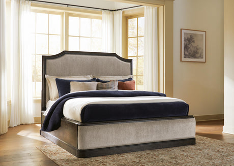 Wickenger Dark Brown King Upholstered Panel Bed by Ashley at Eve Furniture