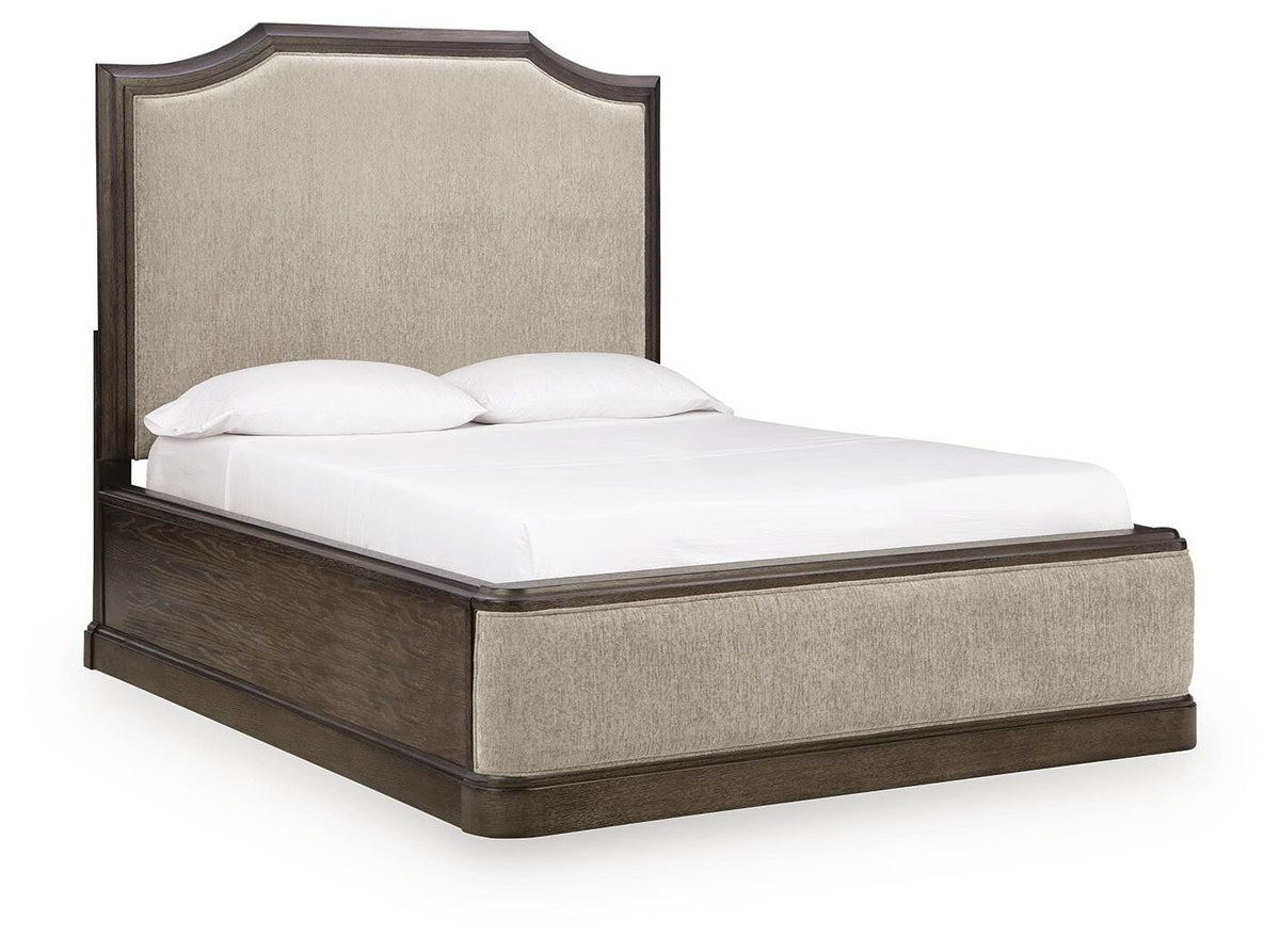 Wickenger Dark Brown Queen Upholstered Panel Bed by Ashley at Eve Furniture