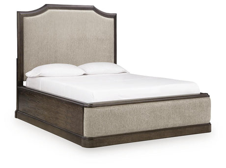 Wickenger Dark Brown Queen Upholstered Panel Bed by Ashley at Eve Furniture