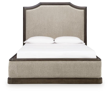 Wickenger Dark Brown Queen Upholstered Panel Bed by Ashley at Eve Furniture