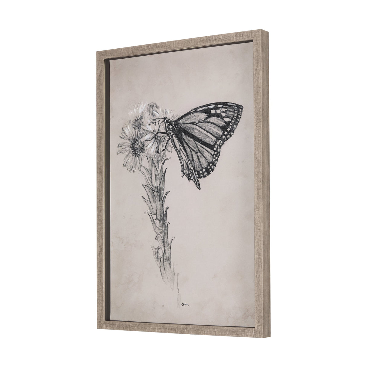 Wild Aster Monarch Butterfly III Mercana Studio Hand Embellished Framed Art Print Matted under Glass by Mercana at Eve Furniture