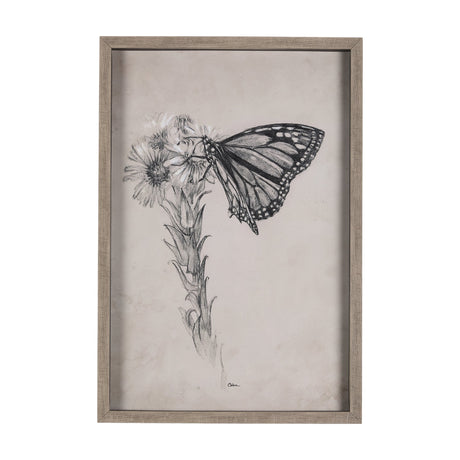 Wild Aster Monarch Butterfly III Mercana Studio Hand Embellished Framed Art Print Matted under Glass by Mercana at Eve Furniture