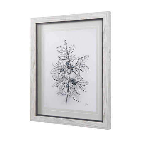 WildBerry Collection Blueberry by Mercana Studio Hand Embellished Framed Art Print Matted under Glas by Mercana at Eve Furniture