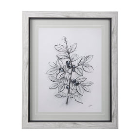 WildBerry Collection Blueberry by Mercana Studio Hand Embellished Framed Art Print Matted under Glas by Mercana at Eve Furniture