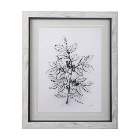 WildBerry Collection Blueberry by Mercana Studio Hand Embellished Framed Art Print Matted under Glas by Mercana at Eve Furniture