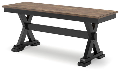 Wildenauer Brown/Black 50" Dining Bench by Ashley at Eve Furniture